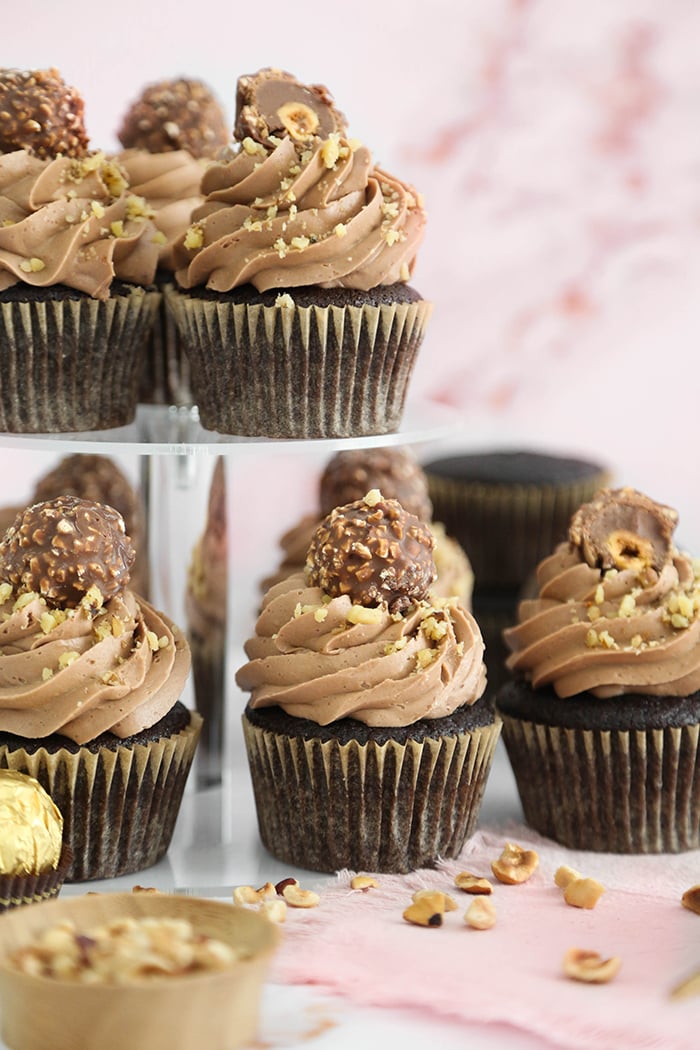 Ferrero Rocher Cupcakes with Nutella Frosting