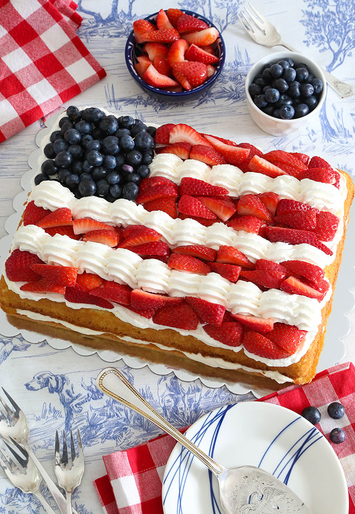 American Flag Buttermilk Sheet Cake